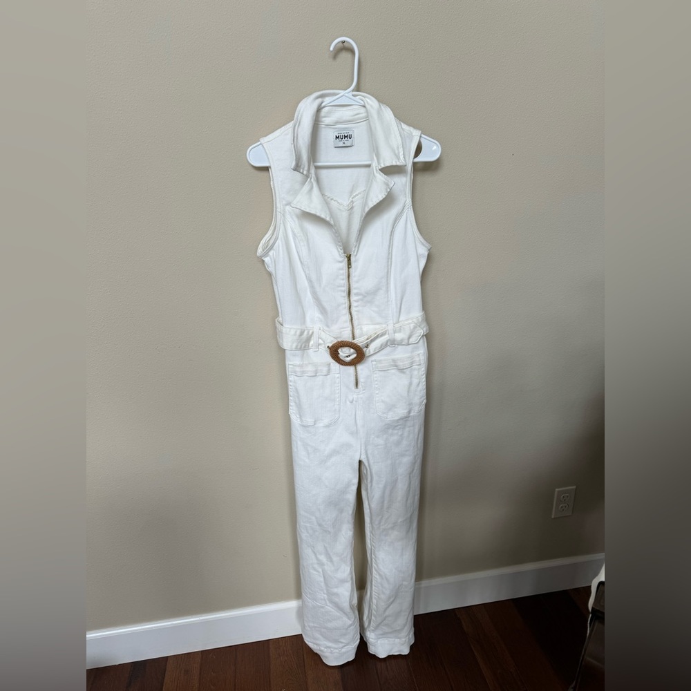 • Show Me Your Mumu White Denim Jumpsuit •